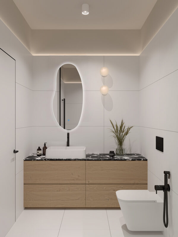 AURA - ORGANISCH 45x100 ( Randloos ) Toilet / Badkamerspiegel met verlichting - Afbeelding 2