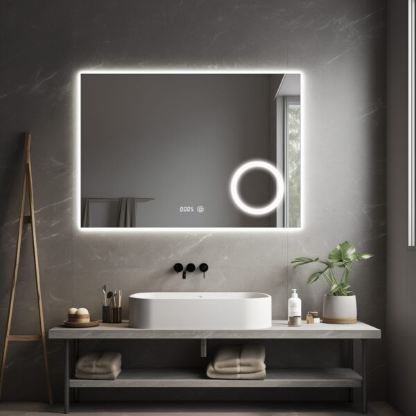 PRIMAR Vierkant 120x80 (RANDLOOS) Badkamerspiegel met verlichting - Afbeelding 2