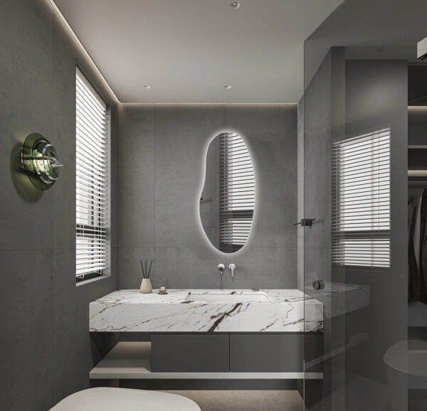 AURA - ORGANISCH 45x100 ( Randloos ) Toilet / Badkamerspiegel met verlichting - Afbeelding 3